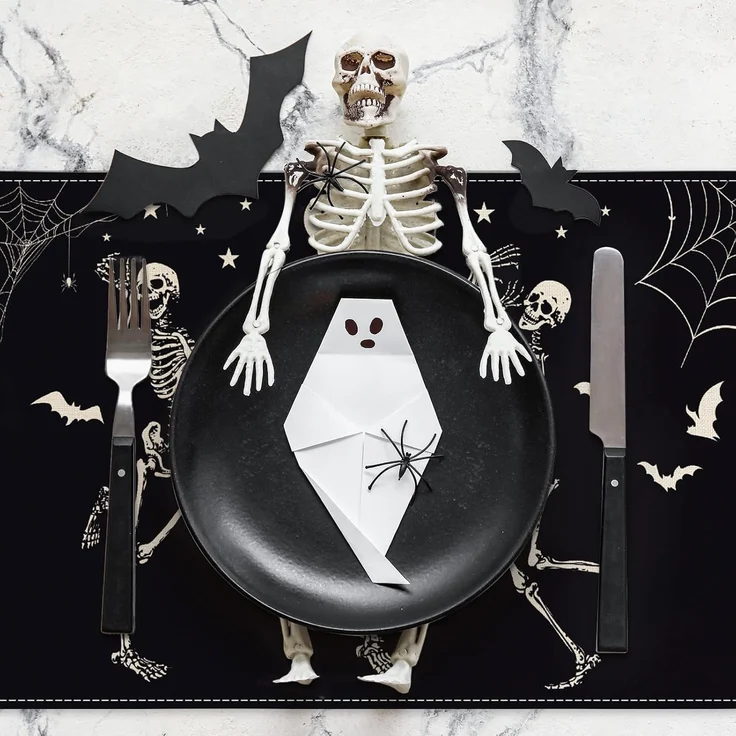 ABC Halloween-Platzset, 4-teilig, tanzende Totenköpfe, 30 x 45 cm – Bild 4