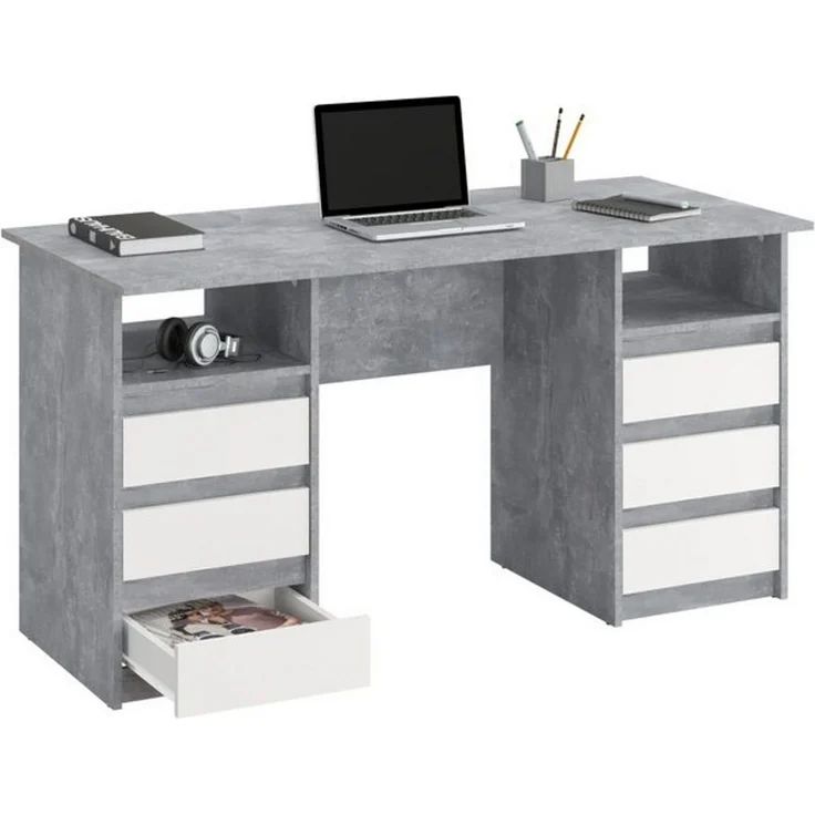 KOMTO Schreibtisch Oslo 140 Schreibtisch mit Schubladen Moderner Bürotisch, Computertisch Arbeitstisch PC-Tisch Kinderschreibtisch 140x60x74 cm – Bild 4