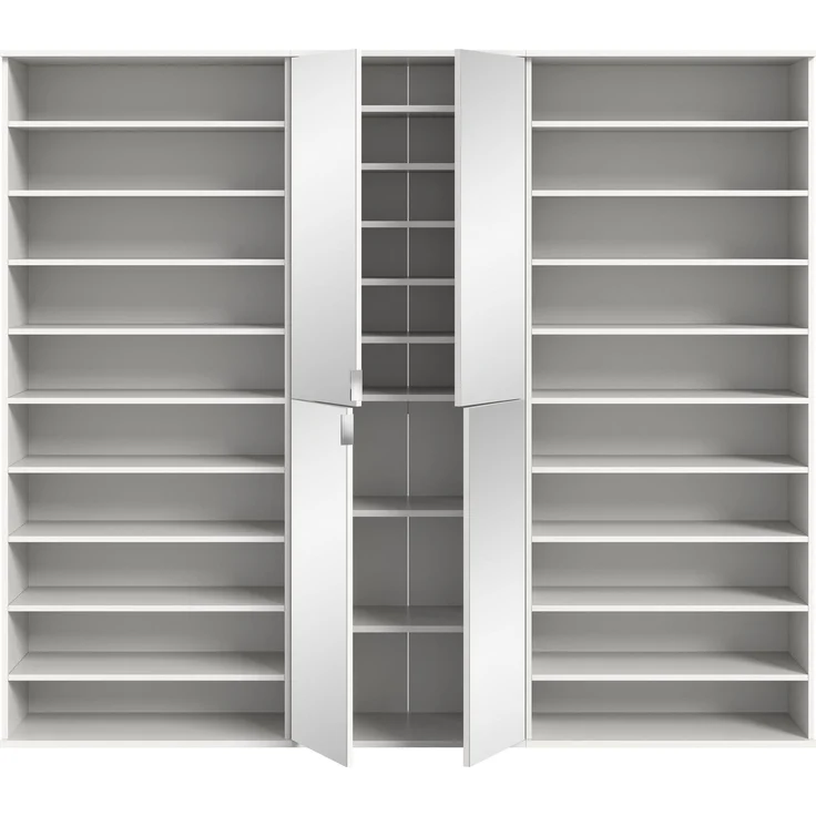 Garderobenschrank Weiß Hochglanz, 222x193x34 cm, Spiegelschrank – Bild 4