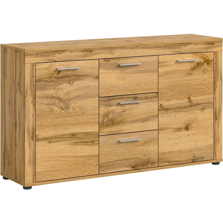 xonox. home Wohnen Jam X8BM9T01 Sideboard Schrank Lowboard Wohnzimmerschrank in Wotan Eiche Melamin, ca. B/H/T: 125 x 80 x 35 cm – Bild 1