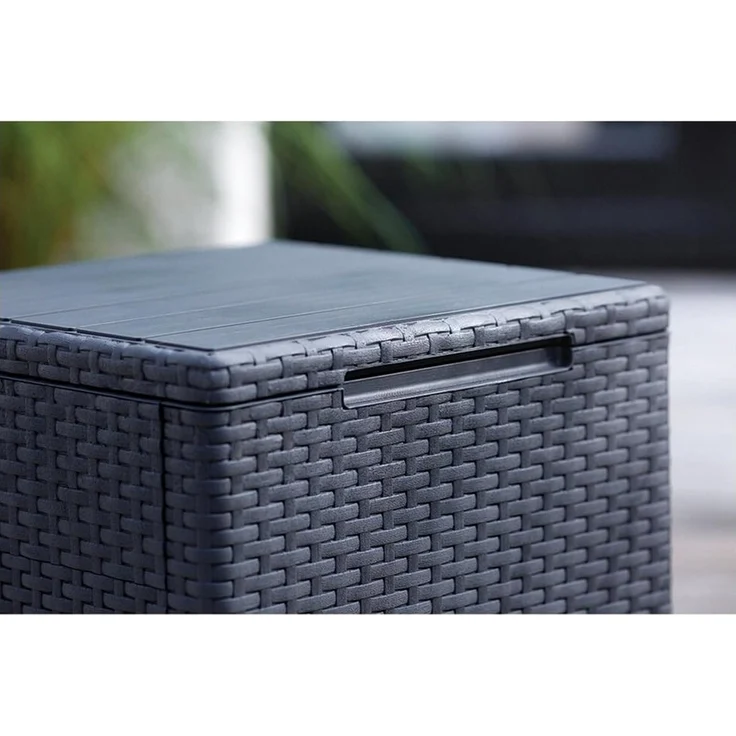 Aufbewahrungsbox 3in1 Schwarz Beistelltisch Hocker Gartentruhe 37x37x37cm – Bild 3