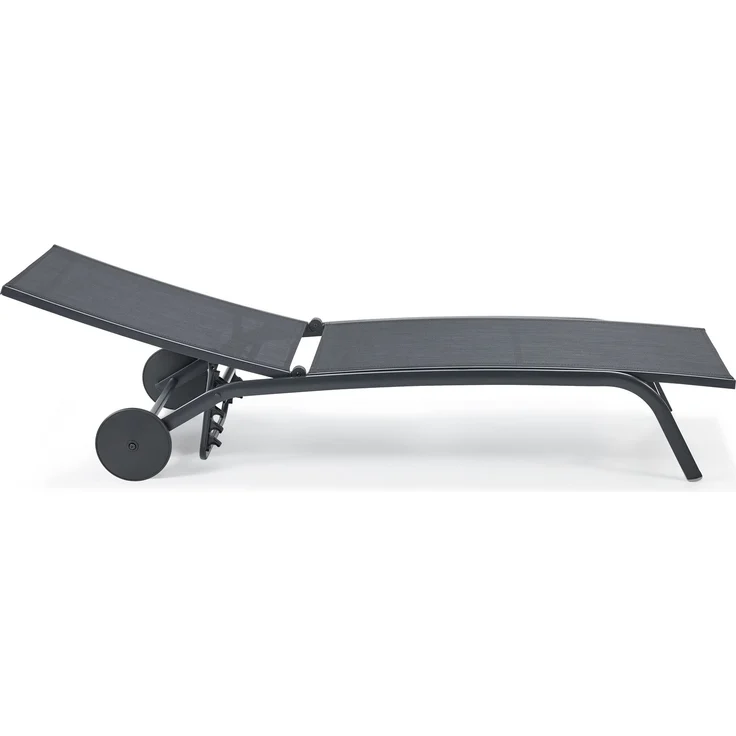 LECO Sonnenliege NELE mit Rollen und 5-fach verstellbarer Rückenlehne, Aluminiumgestell und Kunststoffgewebe anthrazit, 192x71x93 cm – Bild 5