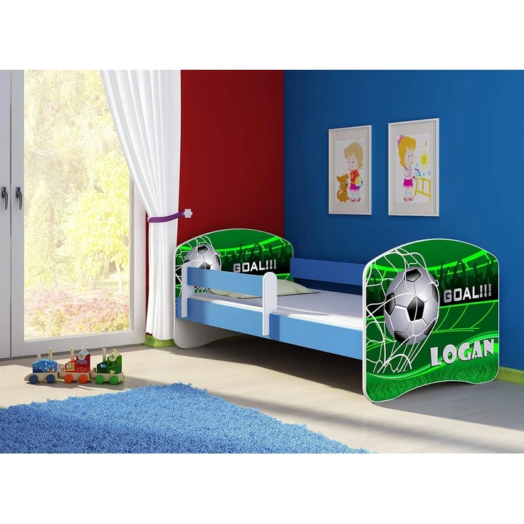 ACMA Kinderbett Jugendbett mit Einer Schublade und Matratze Blau mit Rausfallschutz Lattenrost II 140x70 160x80 180x80 (14 Goal !!!, 180x80) – Bild 3