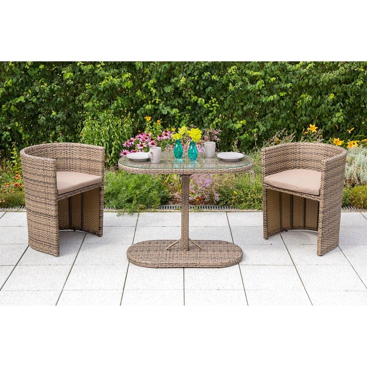 Merxx Ancona Set 3tlg. 2 Sessel inkl. Si tzkissen 1 Tisch 100 x 50 cm, aufliegend