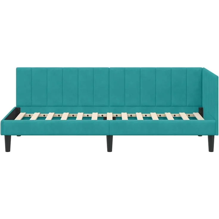 vidaXL Eckbettgestell mit Kopfteil Türkis 80 cm x 200 cm Samt 42016336 – Bild 4