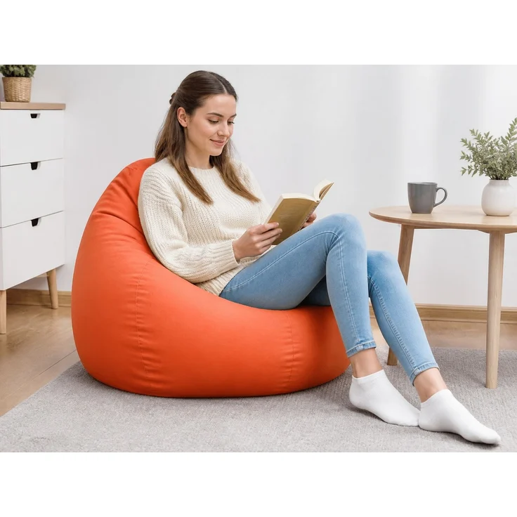 Sitzsack-Hülle ohne Füllmaterial, Orange, 90 x 110 cm, Stoffbezug für Innen- und Außenbereich – Bild 2