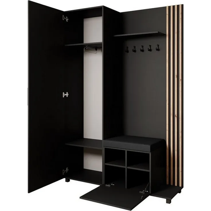 Beautysofa Garderoben-Set Livia – Design, Funktion und Ordnung in Perfektion, (Geräumiger Schuhschrank, mit praktischer Kleiderstange)