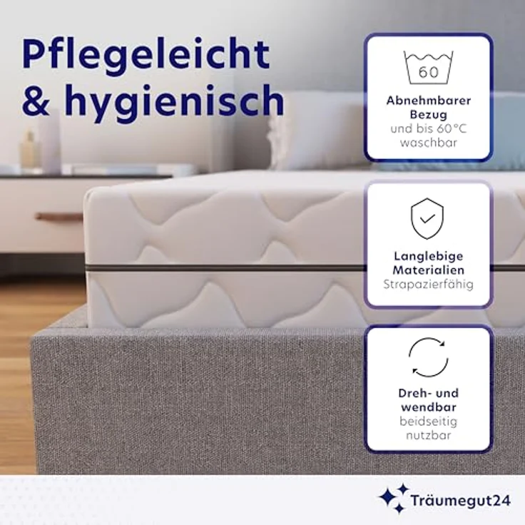 Träumegut24 AquaFlex® ergonomische 7-Zonen Kaltschaummatratze, Öko-Tex Zertifiziert, Höhe 16 cm, 160x200 cm, H2 – Bild 6