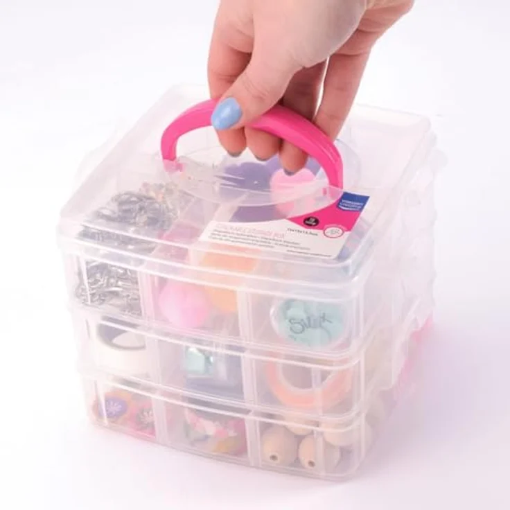 Vaessen Creative Stapelbare Aufbewahrungsbox, 18 Fächer, zur Aufbewahrung von kleinen Bastelmaterialien, Schmuck und mehr – Bild 6