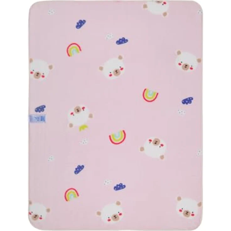 Sterntaler Babydecke Familie Bär, weiche Babydecke aus Plüsch, süßes All-Over Motiv, kurze und langflorige Seite, kuschelig und pflegeleicht, 100×75×1 cm, rosa – Bild 3