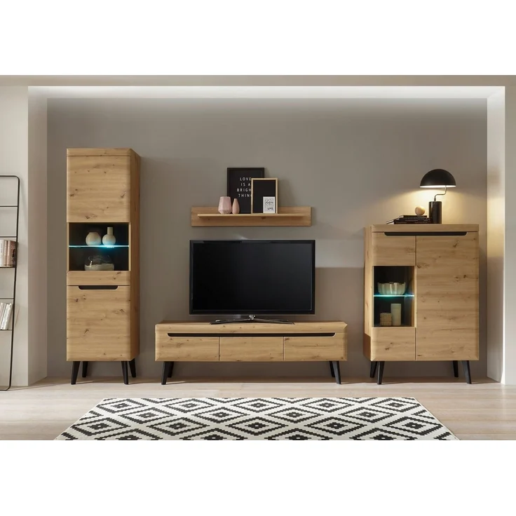 INOSIGN Wohnwand Torge, Anbauwand, Schrankwand, Mediawand, Wohnzimmer-Set, (Set, 4-St), Lowboard: 160x 40x 50 cm – Bild 5
