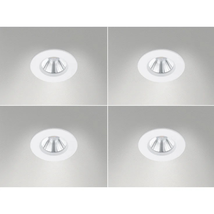 4er SET IP65 LED Deckeneinbaustrahler Weiß rund, dimmbar, Ø 8,5cm – Bild 1