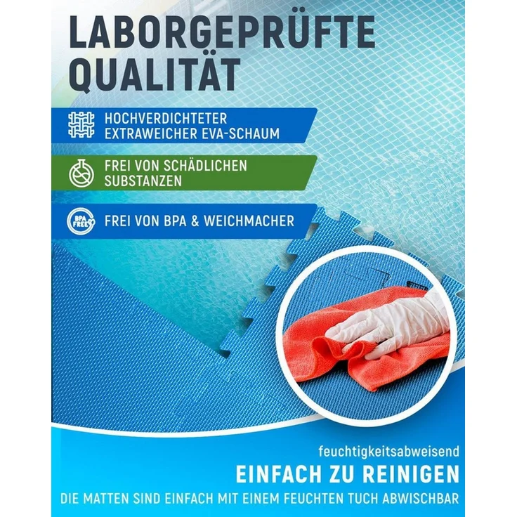 NEOLYMP Whirlpoolmatte Robuste Bodenschutzmatte - Fitness - Schutzmatte Boden - Fitnessmatte, BxLxH: 32 x 32 x 32 cm, (72 Puzzlestücke inkl. Randteile, 18 Schutzmatten Pool inklusive Randstücke - Puzzletechnik Poolboden) – Bild 4