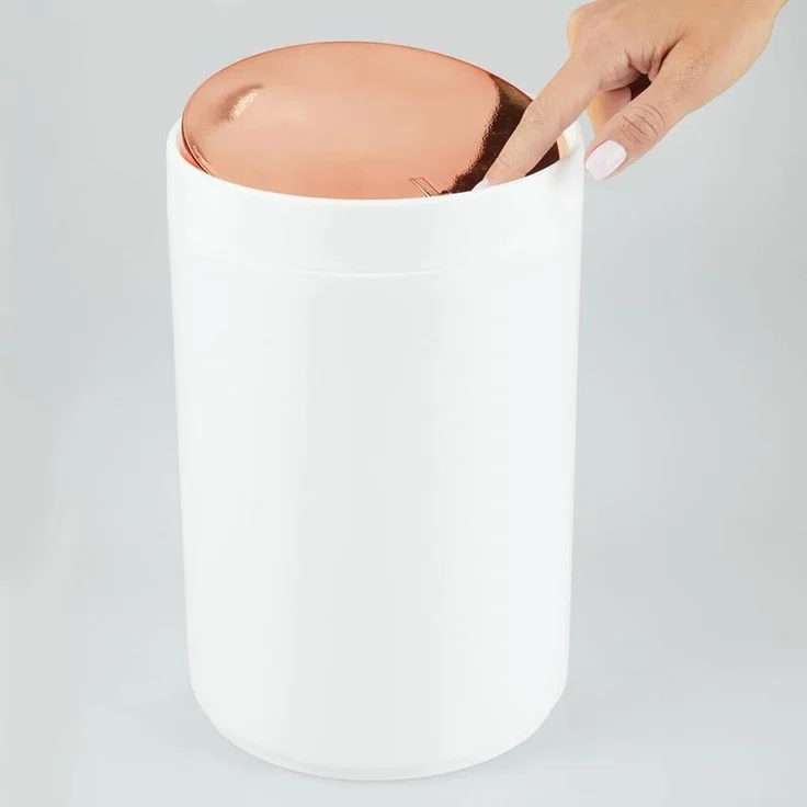 Papierkorb Abfalleimer Mülleimer Kosmetikeimer 5 Liter mDesign Weiß / Rotgold – Bild 4