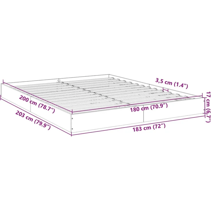 vidaXL Bettgestell ohne Matratze Räuchereiche 180x200 cm Holzwerkstoff 842004 – Bild 10