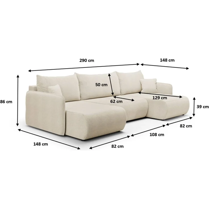 Wohnlandschaft Sofa mit Schlaffunktion CALGARY Stoff Curio Grün – Bild 4