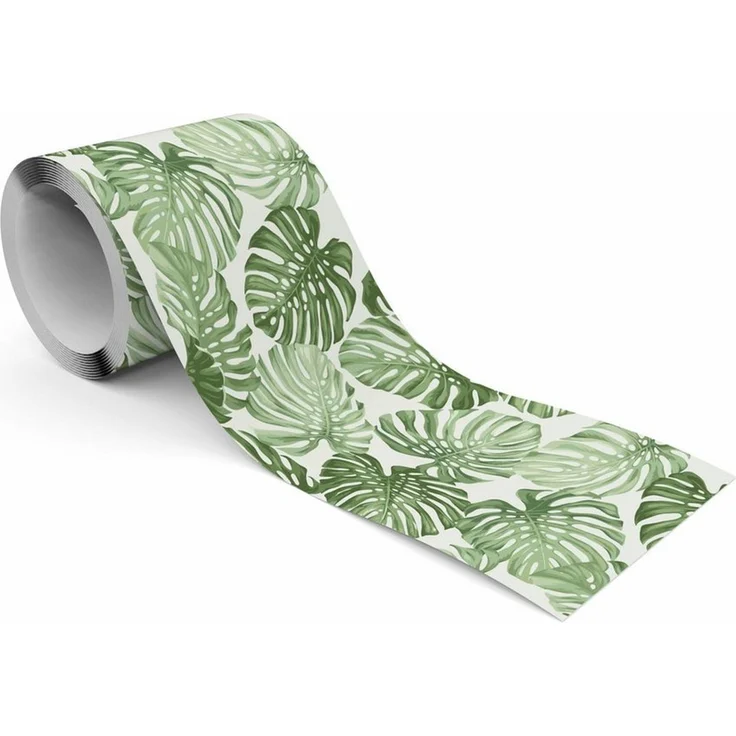 Muralo Bordüre Wandbordüre selbstklebend Blätter – Tapetenbordüre Wohnzimmer, bedruckt, Grüne Blätter der Monstera, 10x300 cm, abriebfest, abwischbar – Bild 1