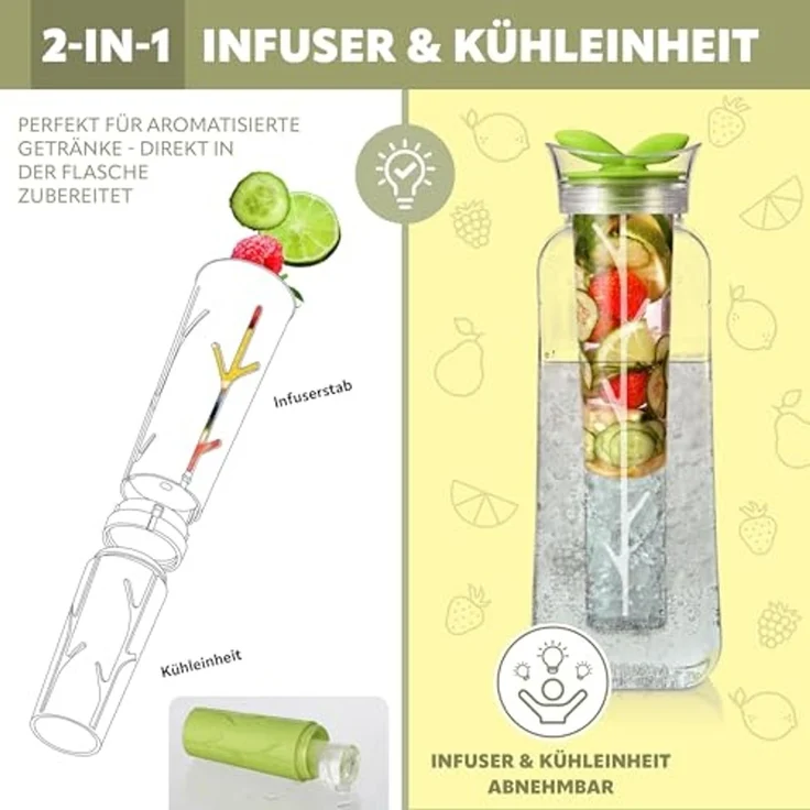 bremermann Trinkflasche mit Infuserstab, 1.4 Liter aus Kunststoff, grün – Bild 3