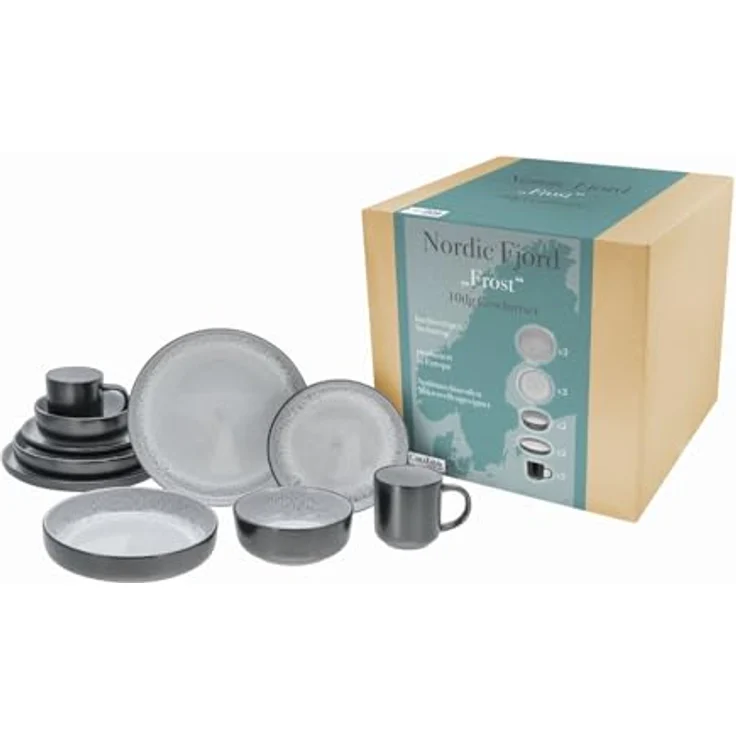 Creatable Kombiservice, 10-teiliges Keramikset in Hellgrau, lebensmittelecht, 350 ml – Bild 1
