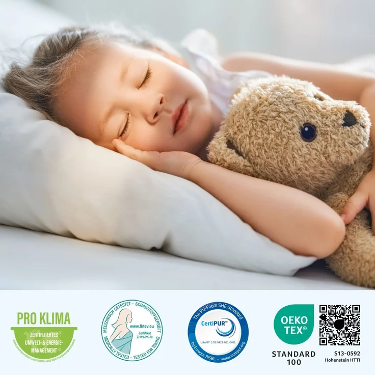 Kindermatratze 80x200 mit rundum Trittkante, Höhe ca. 11cm, Bezug waschbar, Kinder Baby Matratze 80x200 für Kinderbett und Babybett, CertiPUR – Bild 4