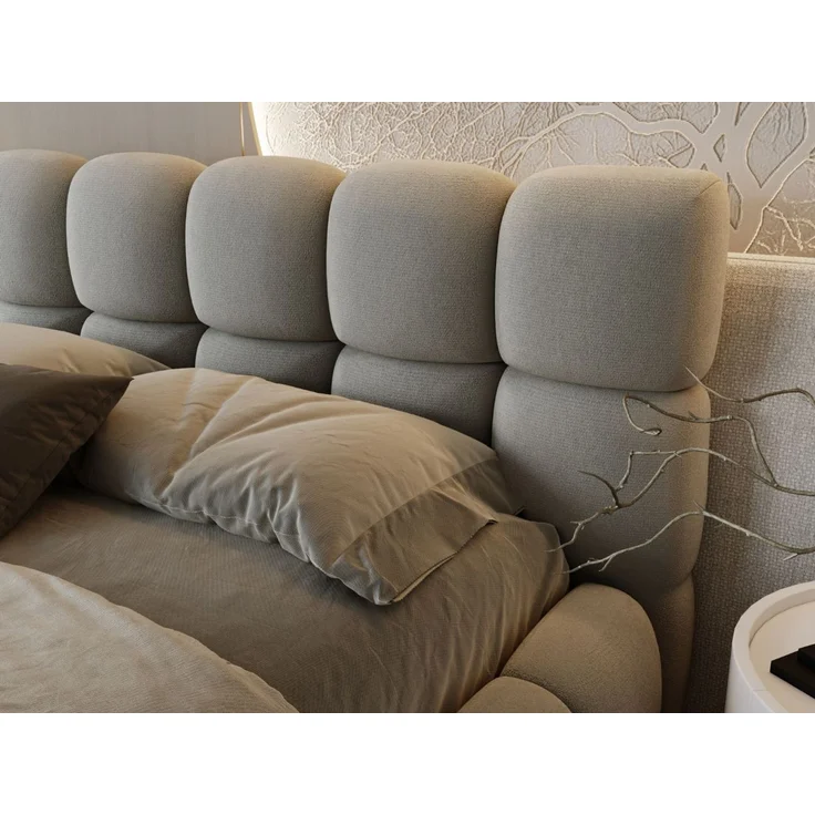 GRAINGOLD Modo Polsterbett 160x200, Doppelbett mit Kopfteil, groß Stauraum, Velour-Stoff, Hellgrau – Bild 6