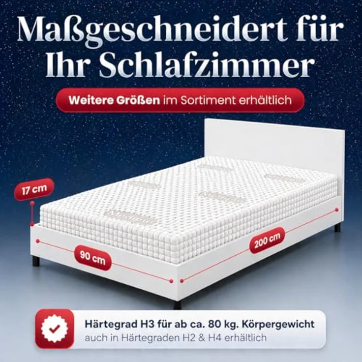 7 Zonen Kaltschaummatratze Sensitive Pure Härtegrad H3 160x200 – Bild 2