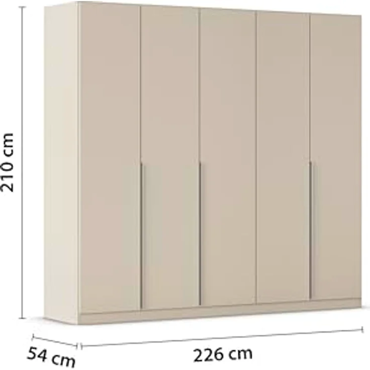 Rauch Möbel Alabama, Kleiderschrank für Schlafzimmer, Kinderzimmer, Wohnzimmer, Garderobe, Flur, 5-türig, mit Zubehör Basic, Farbe Beige, Breite 226 cm – Bild 4