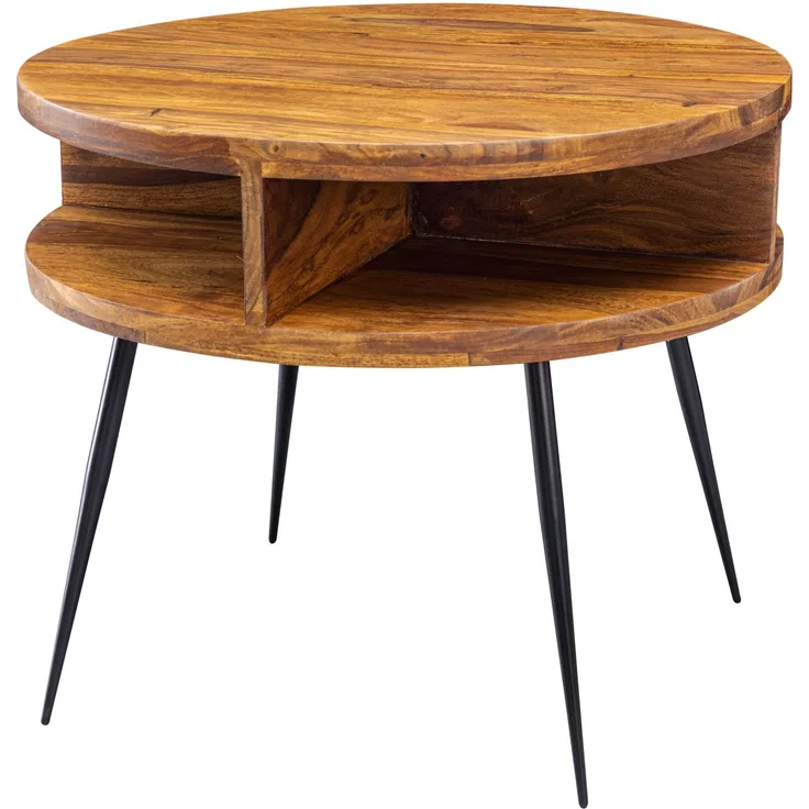 Wohnling Couchtisch Sheesham Massivholz / Metall 60 x 45 x 60 cm