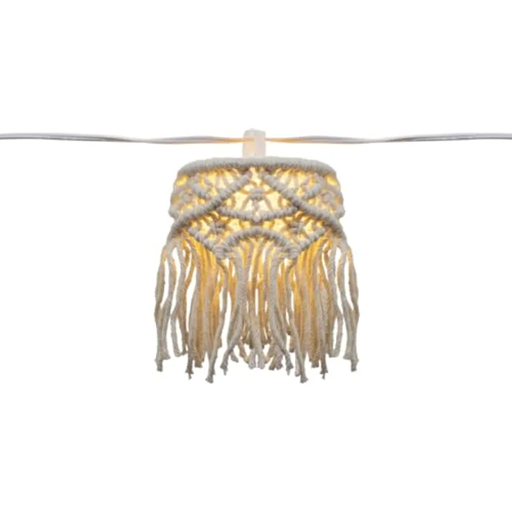 newgarden MYKONOS GARLAND, Dekorative LED-Lichterkette mit Solar-Aufladung und wiederaufladbarem Akku, 8 Meter lang aus handgeflochtenem Makramee