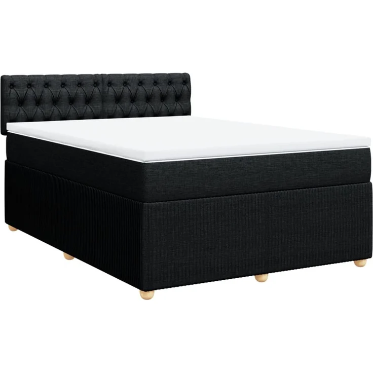 vidaXL Boxspringbett mit Matratze Schwarz 160x200 cm Stoff 3287516 – Bild 2