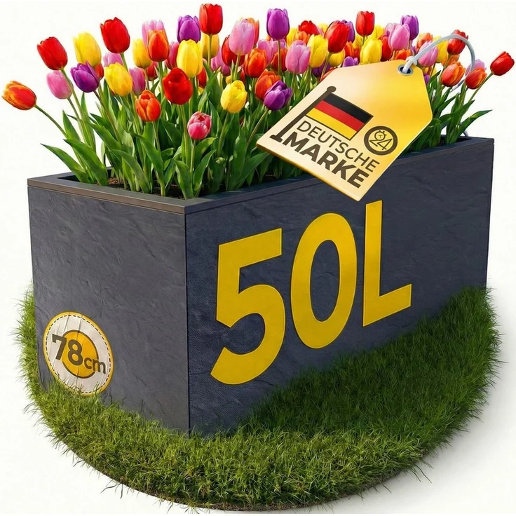 ONDIS24 Pflanzkübel Ondis24 Blumenkübel Vulkano, 50L Blumenkasten (1 St), mit cleverem Wasserspeicher am Boden – Bild 5