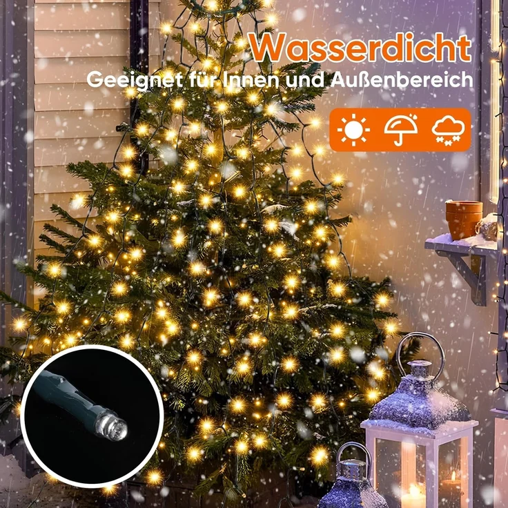 Salcar LED-Lichterkette LED Lichterkette Weihnachtsbaum mit Ring weihnachtsbaumbeleuchtung, Fernbedienung 2m mit 12 Girlanden 420 LED für 150cm - 240cm Tannenbaum – Bild 3
