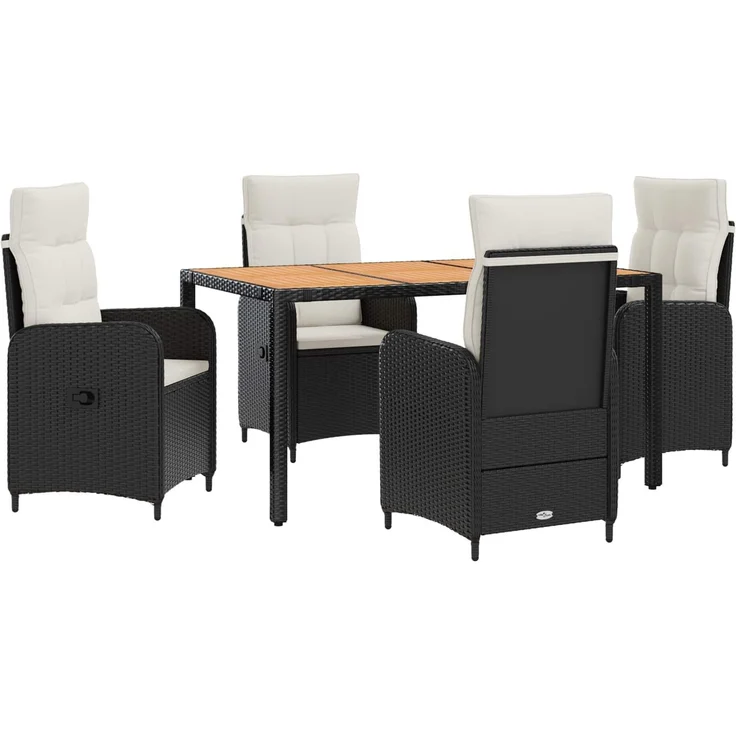 vidaXL Outdoortisch-Set 5 stk. Schwarz und Cremeweiß 150 x 90 x 75 cm 3422270 – Bild 2