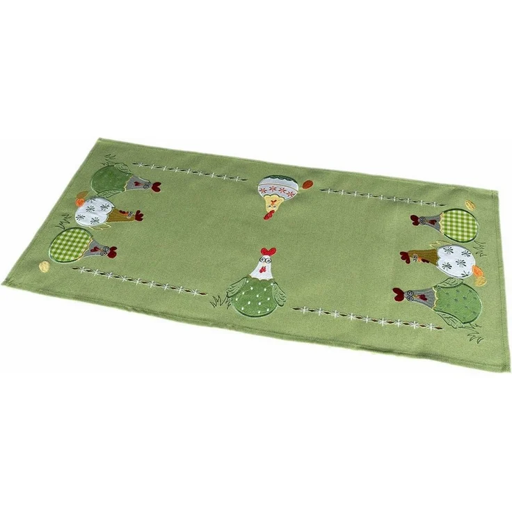 texpot Tischdecke Tischläufer Stickerei verrückte Hühner Ostern (1-tlg) – Bild 3