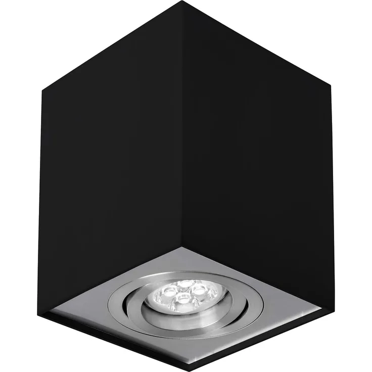 Deckenspots schwarz/silber D-97mm GU10 IP20 quadratisch