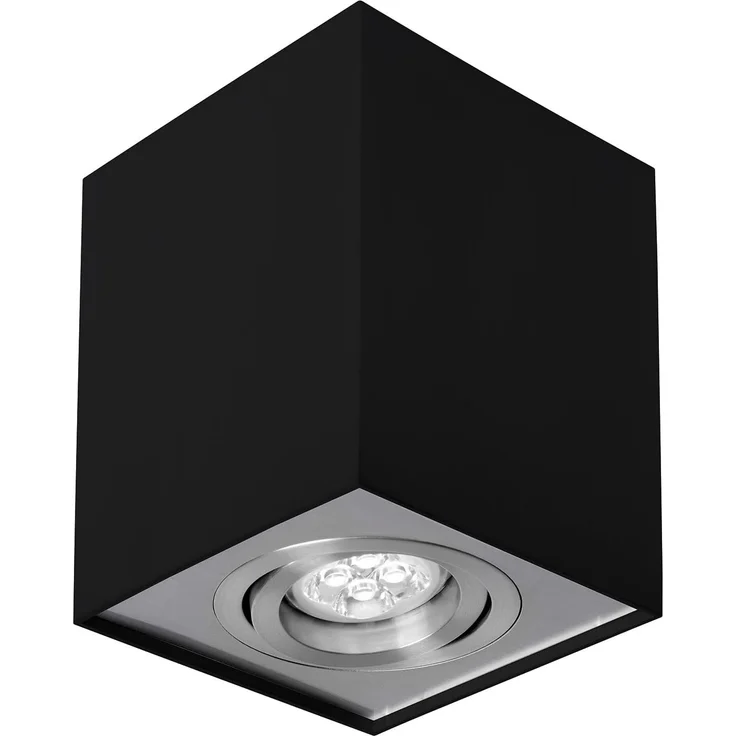 Deckenspots schwarz/silber D-97mm GU10 IP20 quadratisch – Bild 1