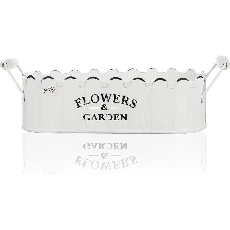 Sandra Rich Jardiniere FLOWERS & GARDEN Jardiniere Blumenkasten mit Griffen 32cm weiß – Bild 2