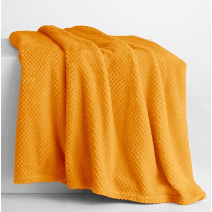 DecoKing Kuscheldecke 70x150 cm orange Decke Microfaser Wohndecke Tagesdecke Fleece weich sanft kuschelig skandinavischer Stil Henry – Bild 3