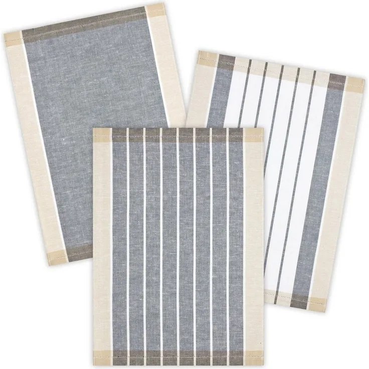 Kracht Geschirrtuch Landhaus, (Set, 3-tlg, Set), 3er Pack Geschirrtücher (3 Stück), ca. 50 x 70 cm, Halbleinen