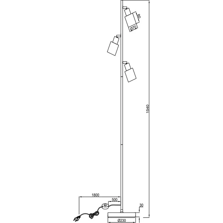LED Stehlampe mit 3 schwenkbaren Glas Spots Amberfarbig, Höhe 154cm – Bild 6