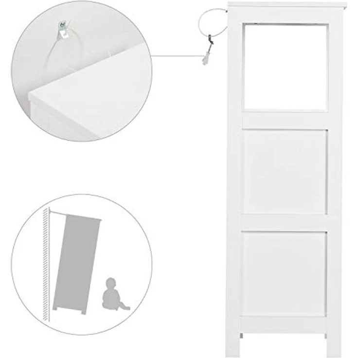 Yaheetech Badschrank, Badkommode, lackiertes Badregal weiß, Badezimmer Schrank mit abnehmbaren Schubladen, Nachtkommode, Eckkommode, 30 x 30 x 89 cm LBH – Bild 6