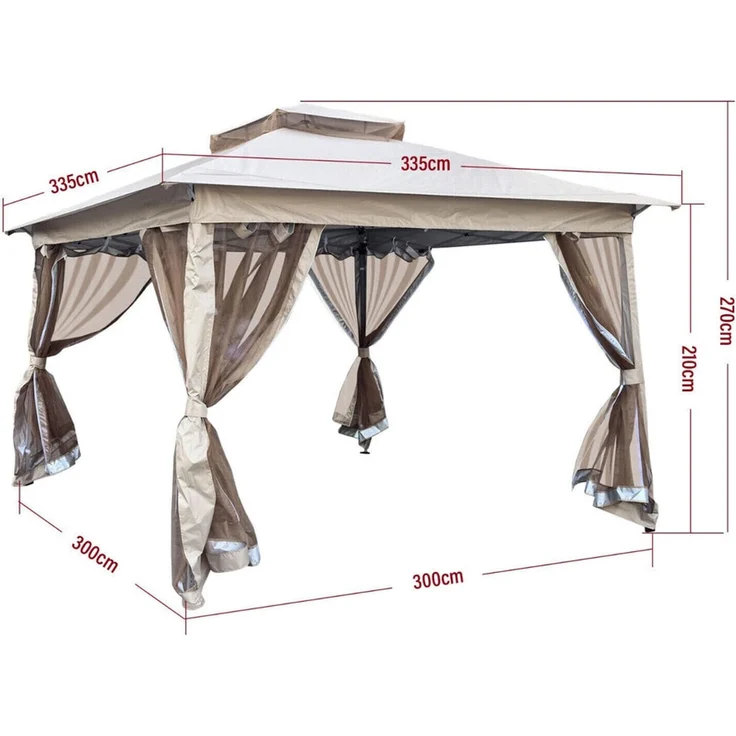 Premium Pavillon SET Gartenpavillion Pergola Metall 335x335x270 cm faltbar 2025 – Bild 4