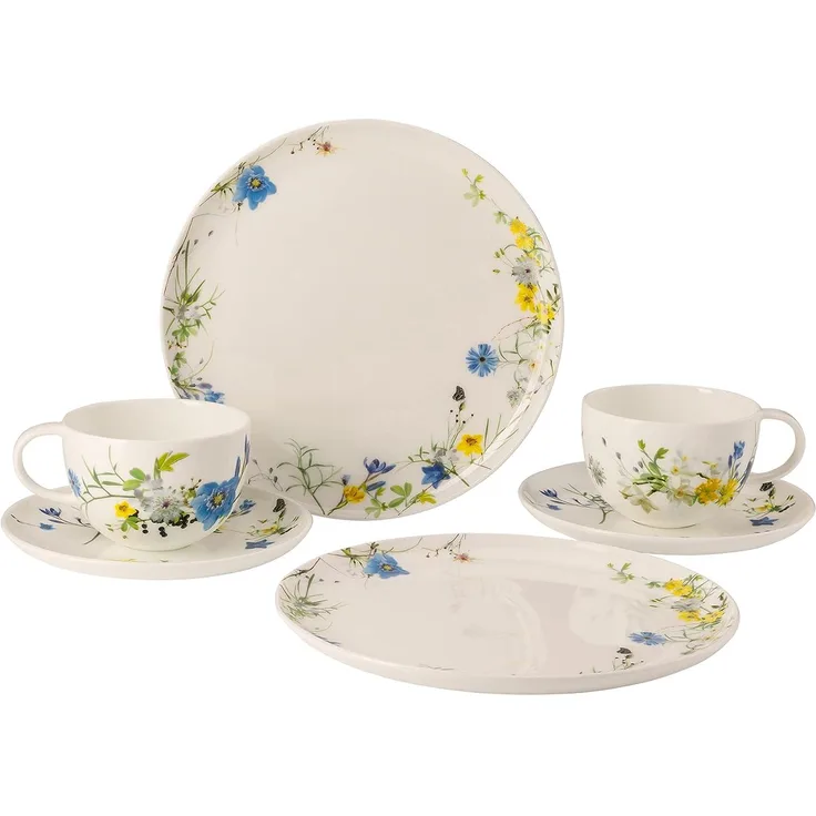 Set 6-tlg. mit Kombitassen und Coupteller Brillance Fleurs des Alpes Rosenthal Kaffeeset - Mikrowelle geeignet, Spülmaschinengeeignet