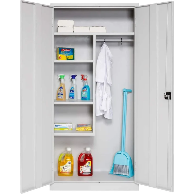 Putzmittelschrank, 92 x 42 x 195 cm, grau – Bild 1