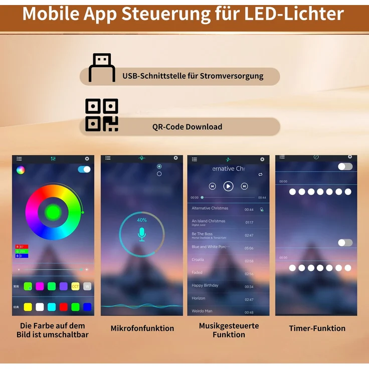 Esstisch Teleskoptisch(110-140×80cm), klappbarer Küchentisch für 4-6 Personen, Ausziehbarer Esstisch ,platzsparender Küchentisch, Tisch mit LED-Beleuchtung und Snackablage Schranktüren – Bild 8