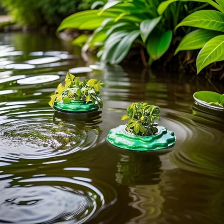 Teich-Pflanztopf schwimmend, 2er Set treibende Pflanzinsel Gartenteich Insel – Bild 3