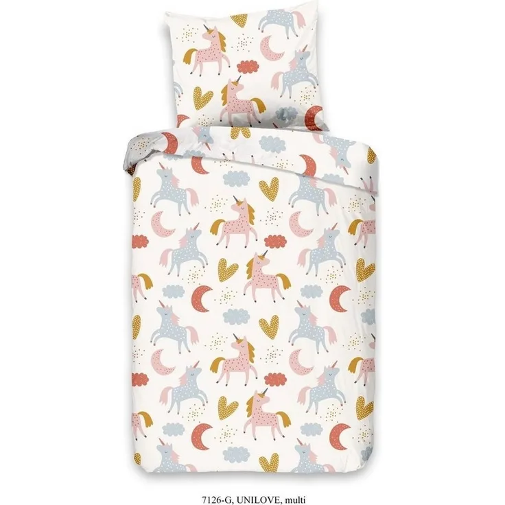 good morning Kinderbettwäsche Unilove Bettwäsche-Set, Renforcé, 2 teilig, bedruckt mit Einhorn