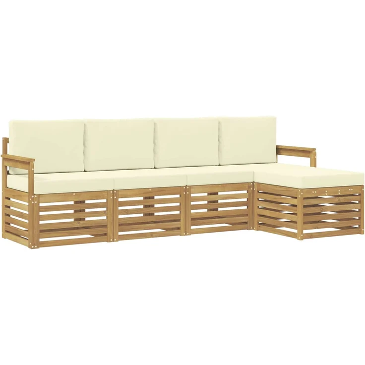 vidaXL Outdoor-Sofagarnitur 5 stk. 5-Sitzer Weiß und Creme Polyester 3391660 – Bild 2