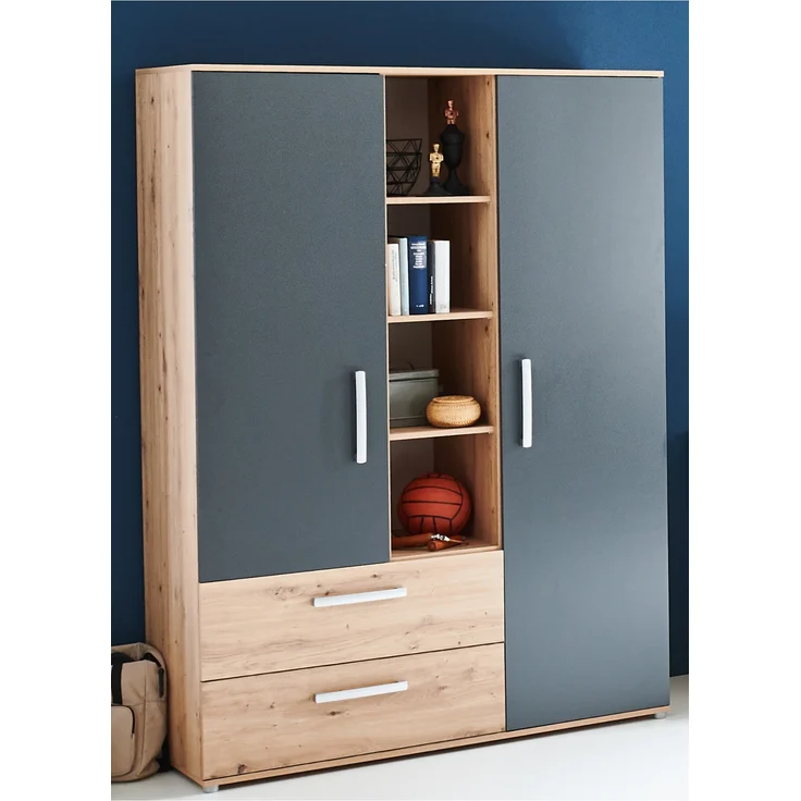 arthur berndt Jugendzimmer-Set Alessio, (Set, 4-tlg, Kleiderschrank mit Schubfächern, Regalelement, geräumiger Auszug), mit Melamin-Oberfläche – Bild 11