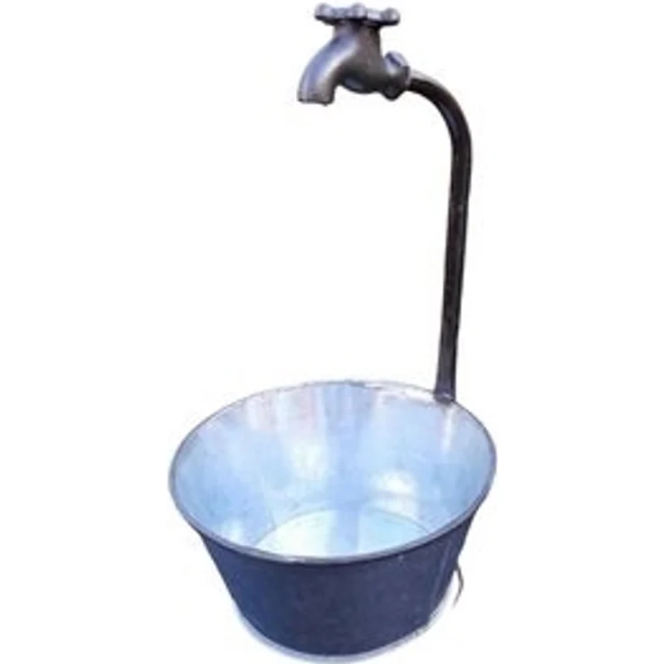 Deko-Impression Pflanzschale Pflanztopf mit Deko-Wasserhahn Zinkbottich Blumentopf Pflanzschale (1 St) – Bild 6